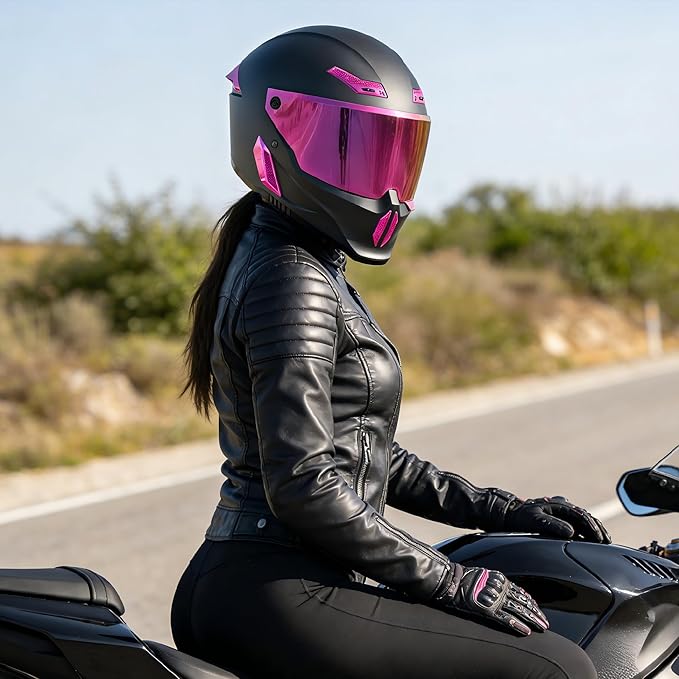 Motorcycle Helmets for Adult Men Women,Full Face Motorcycle Helmet,MG666 DOT Approved Motorbike Racing Street Bike Helmets with Two Visors