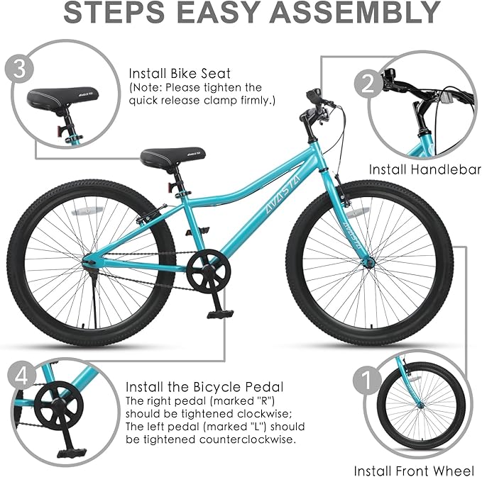 AVASTA Bilbo 18 20 24 Inch Kids Bike for Boys Girls 5-14 Years Old, Retro Style High Carbon Steel Bicycle with Adjustable Handlebars and Seat, Dual V-Brakes, Kickstand, Multiple Colors
