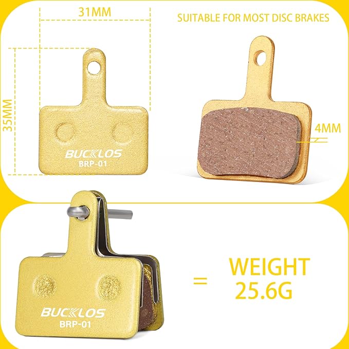 BUCKLOS Bike Disc Brake Pads for TRP Tektro Shimano MT200 Deore Br-M575 M525 M515 T615 T675 M505 M495 M486 M485 Ridstar Q20,Bicycle Disk Brakes Pads for Mountain Bike/Electric Bike/Road/Scooter/Ebike