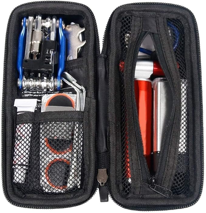 Bicycle Bike Storage Bag, Mountain and Road Bikes Repair Tool Case for Bicycle Water Bottle Cage, Under Top Tube Waterproof Cycling Storage Pouch Hard Shell Zip Frame Bag