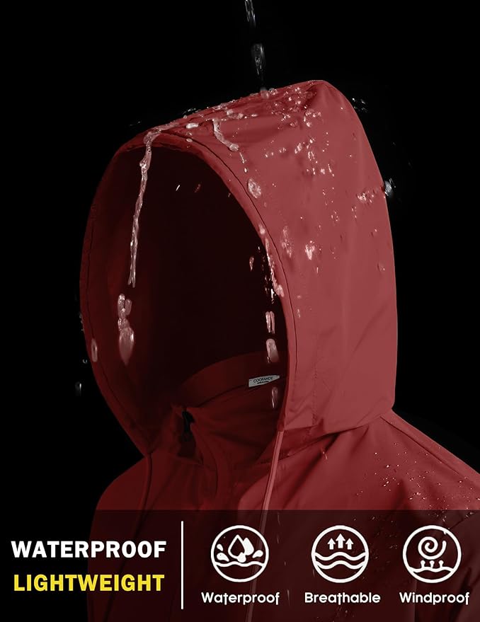 COOFANDY Men's Light Rain Jacket with Hood Packable Waterproof Raincoat Golf Rain Gear Travel Hiking Windbreaker