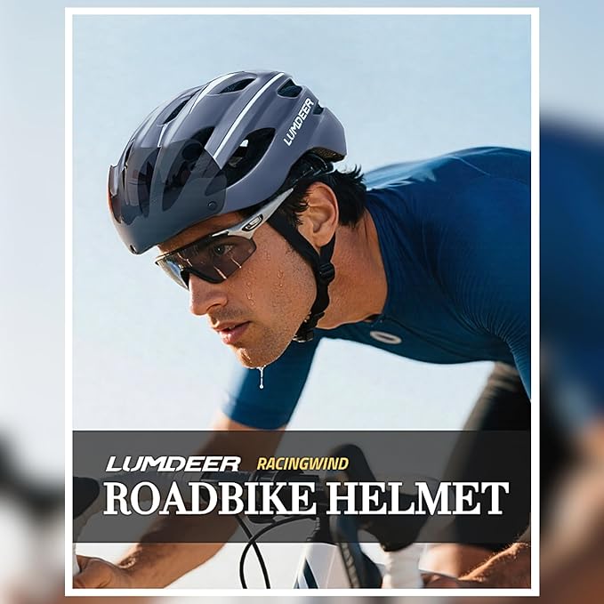 Lumdeer RC1 Bike Helmet for Adults - Superior 24 Airflow Road Cycling Bicycle Helmet Lightweight, USB Rechargeable Light, Ajustable Dial &Strap, Magnetic Goggles or Visor