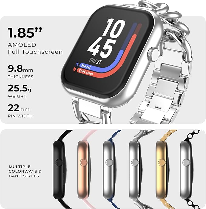 iTouch AIR 5 Smartwatch – 1.85” AMOLED Display, Bluetooth Calling, 100+ Sport Modes, Heart Rate, SPO₂, Stress & Sleep Tracking, IP68 Water Resistant, 7-Day Battery Life – for Android & iOS