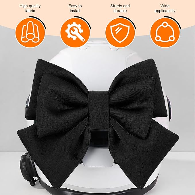 Motorcycle Helmet Bow, Cute Bow Helmet Decoration for Women, Removable Motorcycle Helmet Accessories (Black)