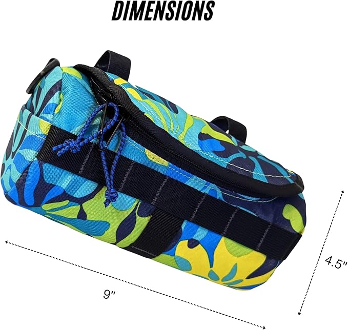 Handlebar Bag (MargaRidaVille) | 2 Liter Capacity | Spacious Bike Bag w/ 2 Extra Long Buckle Straps & 1 Hook-and-Loop Strap | Water Resistant Front Basket | Bike Accessories | Made in USA