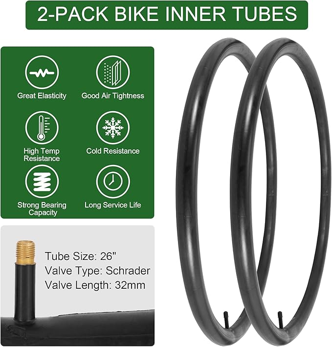 2-Pack 20x1.75 Bike Tire Tube, 20 Inch Mountain Bike Tires & Tubes, Folding Replacement Bicycle Tires with 2 Tire Levers for Hybrid, City Commuter, Urban