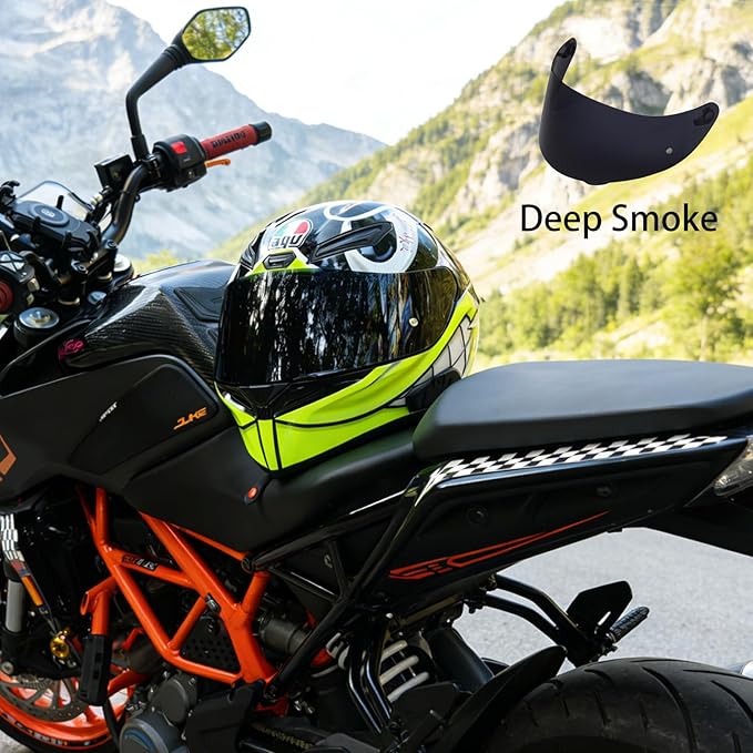 Motorcycle Helmet Visor for AGV K1 K1S K3SV K5 K5S, Anti-Scratch UV Protected Full Face Shield, High-Definition Tinted PC Lens, Day Riding (Deep Smoke)