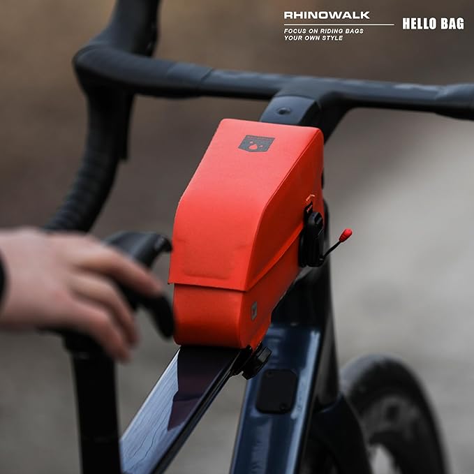 Top Tube Bike Bag with Magnetic Flap Waterproof Bike Frame Bag Bike Packing Cycling Tools Storage Bag for Road MTB Bike (Orange)