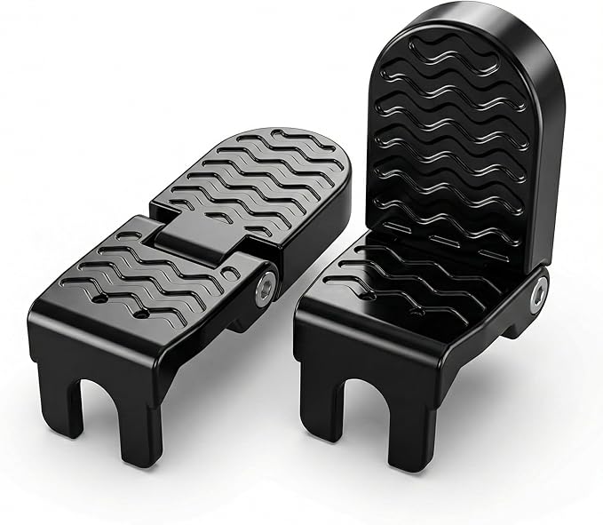 Heavy Duty E-Bike Foot Pegs, Foldable Rear Pedals for Passenger, Manganese Steel Reinforced Aluminum Bike Footrests with 15mm U-Slot & Anti-Slip for E-Bike, Mountain Bike, Folding Bicycle