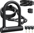 Sportneer Bike U Lock: 18mm Shackle Heavy Duty Bike Lock with 6ft Security Steel Cable - Bicycle U-Locks with Keys and Sturdy Mounting Bracket for Road Mountain Bike Bicycle, Size 7.87''x6.3''