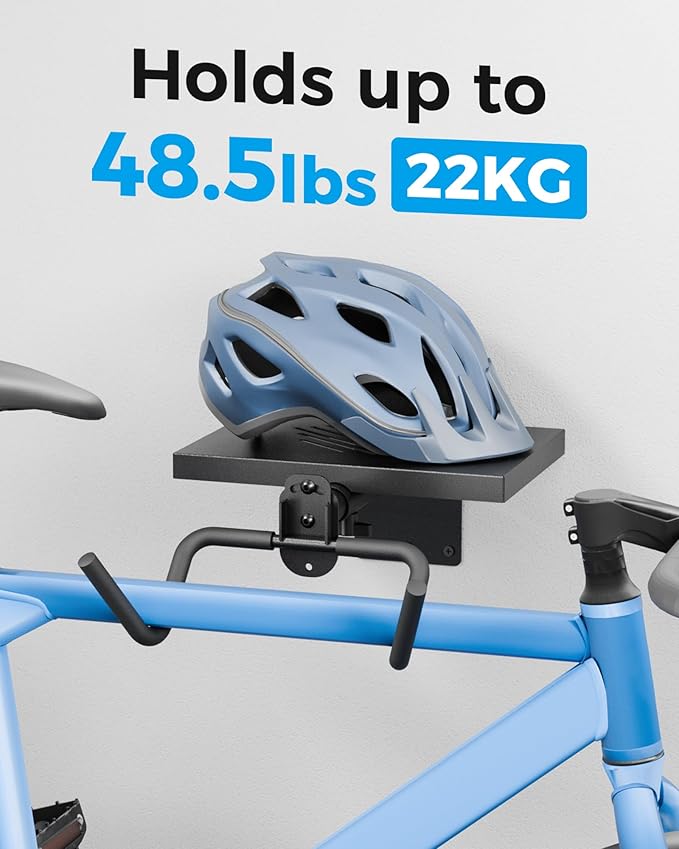 Bike Wall Mount, Bike Rack Garage Hanger, Bike Hanging Shelf, Store Your Helmet and Bike, for Garage and Home