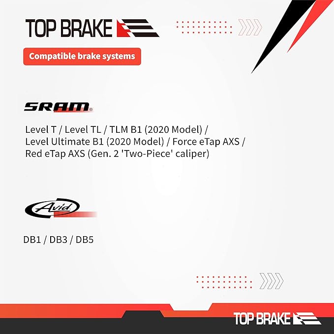 TOP BRAKE Disc Bike Brake Pads Compatible with SRAM Level Ultimate/T/TL/TLM B1, Force eTap AXS, Red eTap AXS (Gen. 2) | MTB eMTB Gravel Cross-Country(XC) Racing Trail