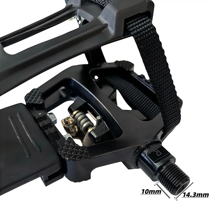 YBEKI Pro-Grade SPD Spin Bike Pedals and Straps/Toe Clip for Indoor Exercise Cycling & Spin Peloton/Schwinn/Sunny/Bikes Compatible, 9/16" Axle with Sealed Bearings + 12-Month Warranty