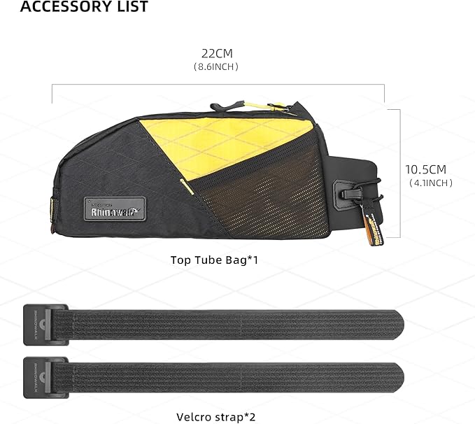 Rhinowalk Bike Frame Bag 1.2L, Waterproof Handlebar Bag with Phone Holder, Small Front Bag with Strap or Screw Mount, Fits Most Bikes – Black+Yellow
