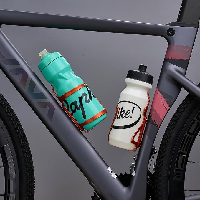 Corki Cycles Side Load Water Bottle Cage, Right and Left Entry Bike Water Bottle Holder for Road & Mountain Bikes - Left/Right Duo Pack - Orange