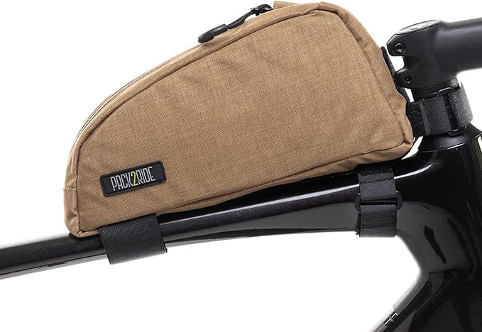Onedrop Bike Frame Bag - Water Resistant Top Tube Bike Bag with Durable Cordura Fabric, Front Bicycle Storage & Bikepacking Pouch, Cycling Accessories for Biking Travel (Brown)