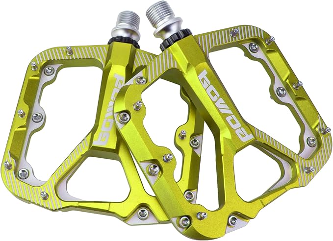 Bike Pedals Mountain Bike Adult, Light MTB Flat Pedals Grippy w 20pcs Non-Slip Studs, Glass Fiber Nylon Composite Platform Pedals w Cr-Mo Axel, 9/16" BMX Road Cruiser Gravel Bicycle Pedals