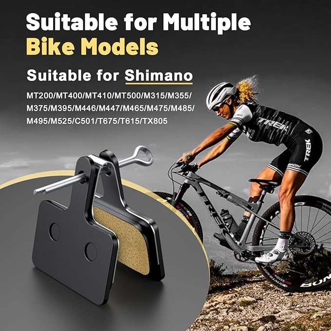 4 Sets Bike Brake Pads, Universal Bicycle Brake Pads - Semi-Metallic Low-Noise Disc Brake Pads for MTB/Road Bikes, Ebike Brake Pads Compatible for Shimano MT200 MT400 MT500 M315 M355 M375 M395 M446