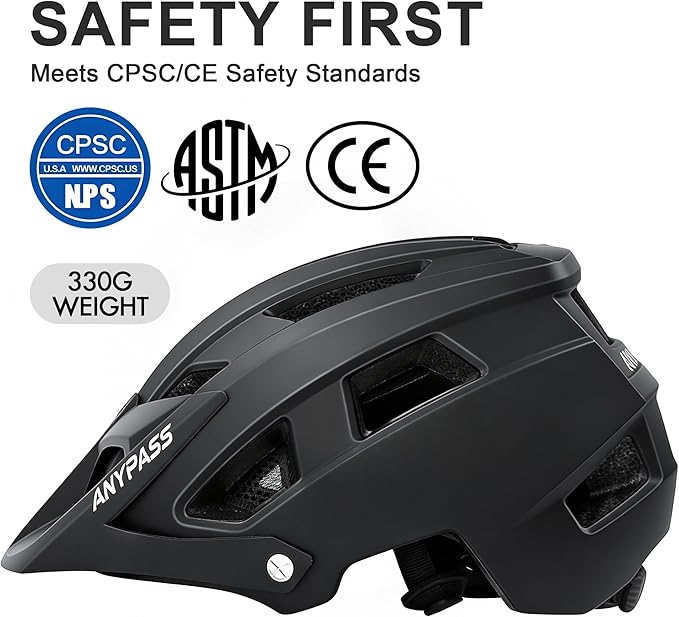 Mountain Bike Helmet Adult Men Women - Ultra Comfort, Super Lightweight Bicycle Helmets, MTB Cycling Gear Biking Accessories with Adjustable Fit & Removable Sun Visor