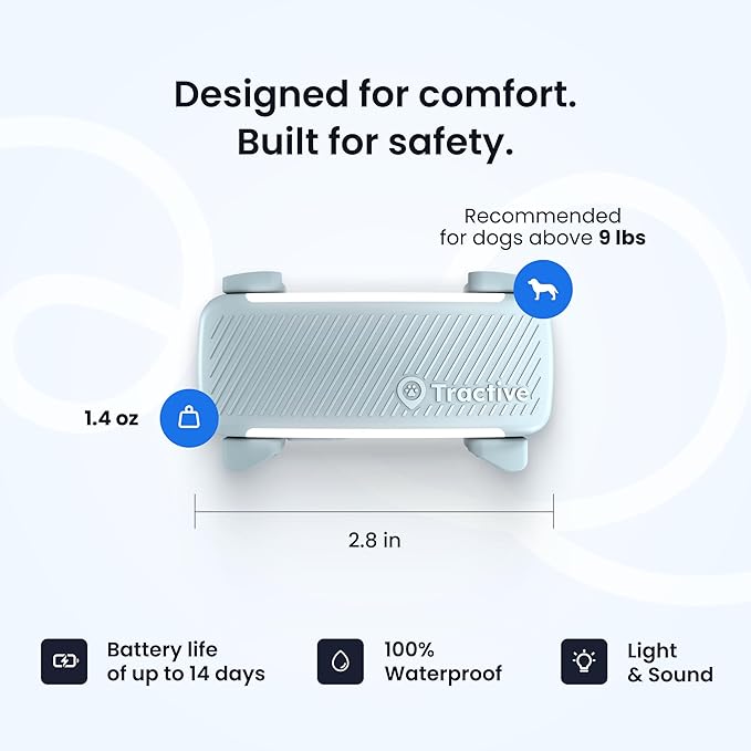 Tractive Smart Dog GPS Tracker | Live Pet Tracker with Virtual Fence | Vital Signs Monitoring of Heart & Respiratory Rate | Bark Monitoring | Dog Collar Attachment (Mint)