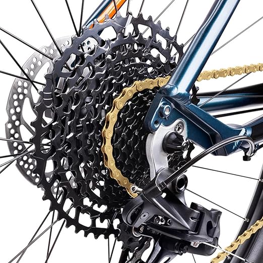 Gold Bike Chain 9 Speed Bike Chain,1/2 x 11/128 Inch,116 Links, Alloy Steel,Triple Strand,Suitable for Mountain Bike Road Bike