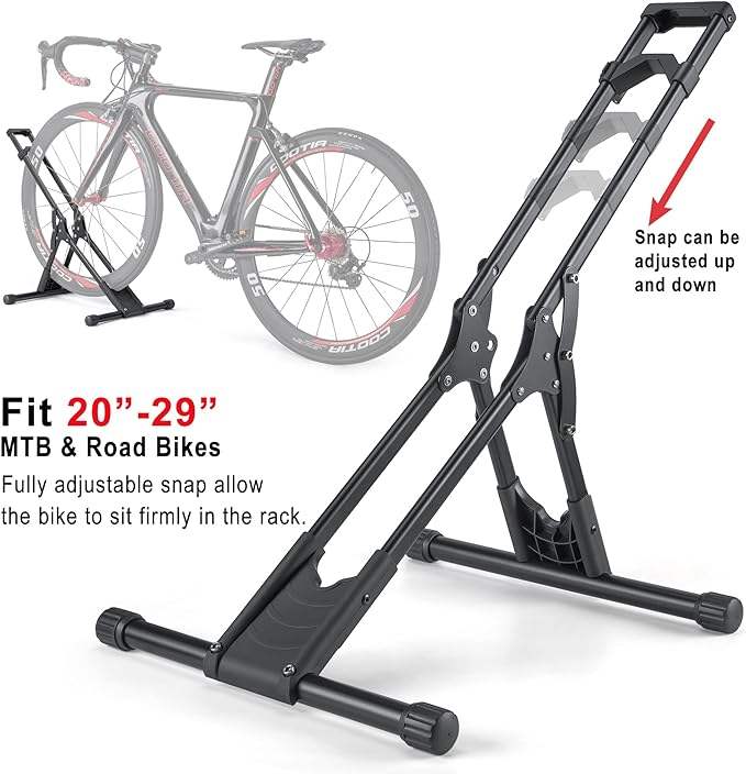 CHEPARK Bike Floor Stand Rack- Indoor Bike Stand for Garage/Home - Bike Storage Bicycle Parking Rack Fit 20”-29” Mountain Road Bikes (1 Bike Rack)