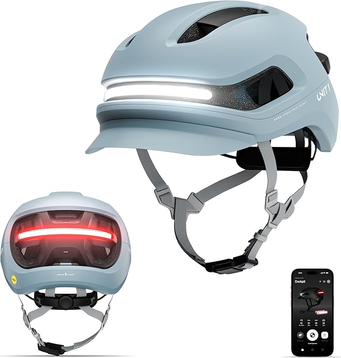 AURA Smart E-Bike Helmet with MIPS Safety, NTA-8776 Certified for 28mph, Integrated 500 Lumen LED Lights, Crash Detection, Turn Signals and Automatic Brake Light