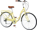 ZUKKA Beach Cruiser Bike for Women 24/26 Inch Ladies Bike 7 Speed Complete Cruiser Bikes with Dual V-Brake and Adjustable Seat, Adult City Bike for Women, Men, Multiple Colors