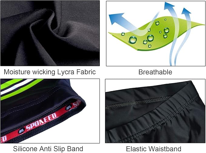 sponeed Men Bike Shorts Cushioned Biking Wear Gear Road Cycling Bottoms