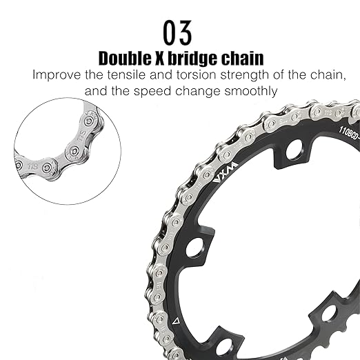 VXM Bike Chain 1/2" x 11/128" 116 Links 11-Speed, MTN BTX MTB Road, Alloy Steel, 3968 lbf, 1638 lbs/in