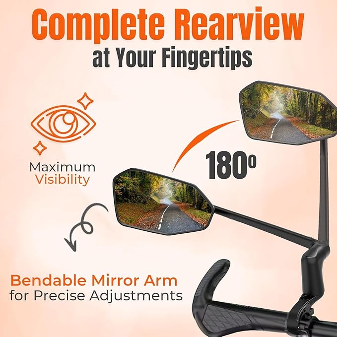 Xnito Handlebar Bike Mirror 1-Pcs, Large HD Field Of Vision, Aluminum Alloy Bike Mirror Handlebar Mount, Adjustable and Rotatable, Anti-shake Bicycle Rear View Mirror, Ebike accessories (Right)