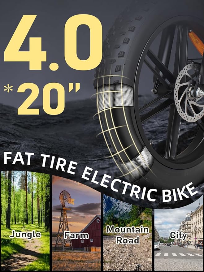 DEEPOWER Electric Bike for Adults,1500W Peak Motor,30MPH Ebike,48V 960WH Battery, 35-50 Miles,20" Fat Tire Electric Dirt Bike, Shaman0 7-Speed Ebikes