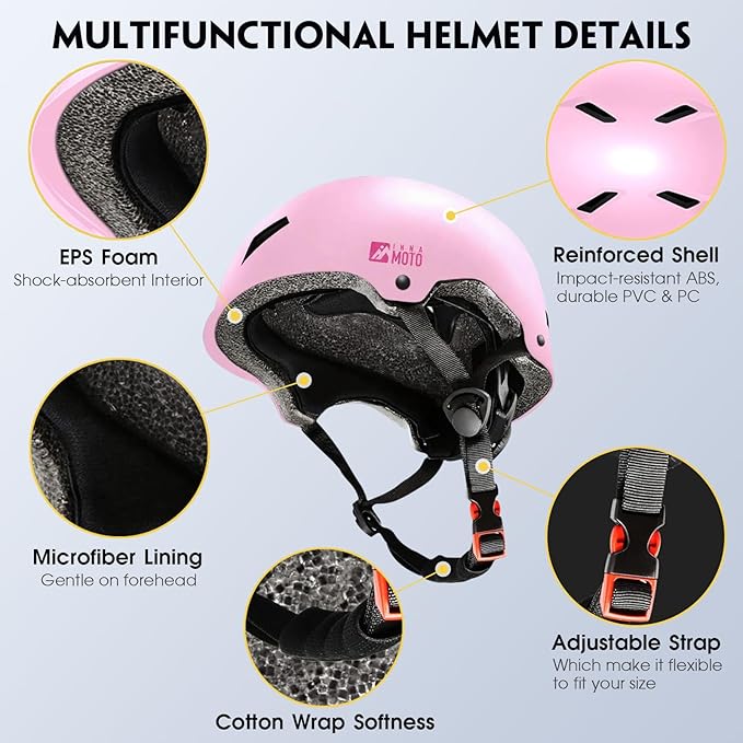 Skateboard Helmet for Adults - Adjustable Certified Safety Adults Helmet for Skateboarding Bike Bicycle Scooter Cycling Skate Skating Multisport Helmets for Women Men Boys Girls Kids Youth