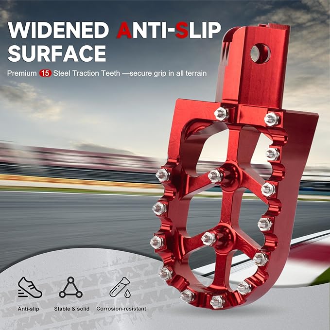 Mini Bike Foot Pegs CNC Anti-Slip Wide Footpegs for CRF50 CRF70 Coleman CT100U CT200U BT200X CC100X CRF XR50 70 110 125 SSR Apollo TaoTao Motorcycle Dirt Bike Pit Bike Pedals(Red)