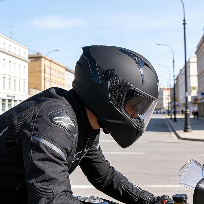 VCOROS Full Face Dual Visor Motorcycle Helmet for Adults Motorbike Street Bike Racing Helmets X9 DOT Approved with Black Visor