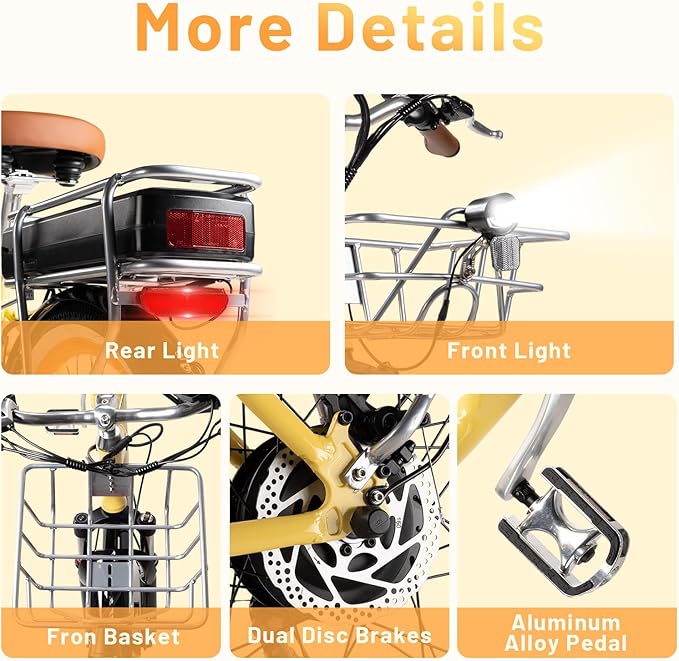 26'' Electric Bike, Peak 1000W Motor 28MPH, 48V 16AH Removable Battery 85Miles, Step Thru City Cruiser Ebike, Lightweight Commuter E-Bike with Aluminum Frame,7-Speed, Full Suspension