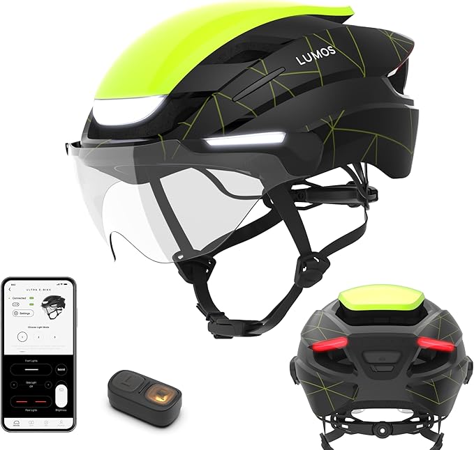 Lumos Ultra E-Bike Smart Helmet | NTA 8776 Certified | Front & Rear LED Lights | Retractable Face Shield | App Controlled | EBike, Scooter, Cycling, Bicycle | Adults, Men Women
