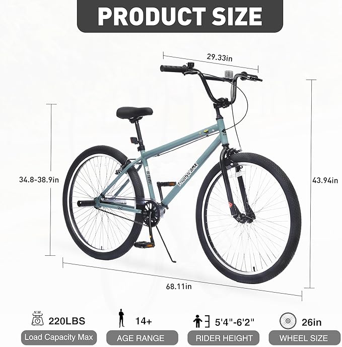Freestyle Teen Bike Double Disc Brakes 26 inch BMX Bike High-Aluminum/Carbon Steel Frame, for for Teen Bike and Adult Bikes, with 2 Pegs, Bicycles for Men and Women, Multiple Colors