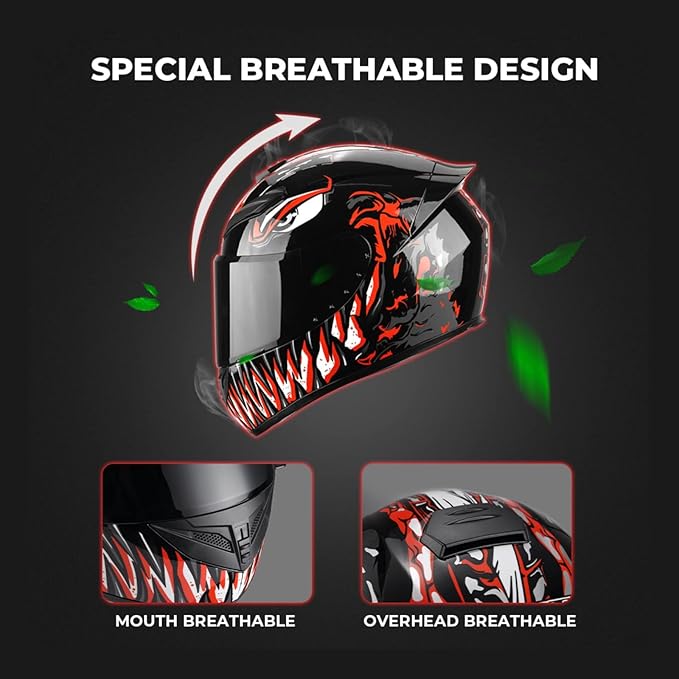 Full Face Motorcycle Helmet Racing Motocross Helmets with Pinlock Compatible Clear&Tinted Visors DOT Model Approved Street Bike Helmet
