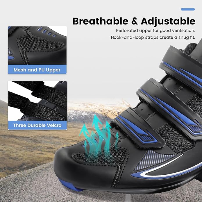 Men's Cycling Shoes – 2 & 3 Bolt Look Delta Cleat Spin Bike Shoes - Compatible with SPD Clips – Perfect for Indoor & Outdoor Road Cycling