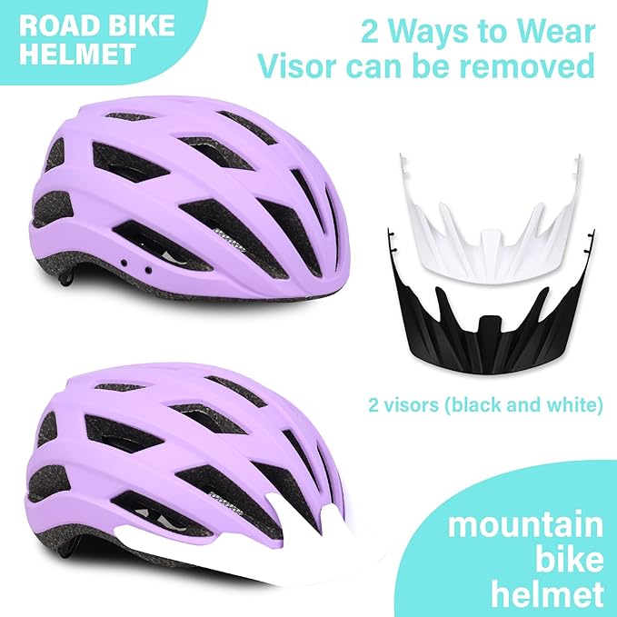 Bike Helmet for Adults Women Men Youth Kids, Lightweight Mountain Road Bicycle Cycling Helmets with Adjustable Dial & Removable Visor