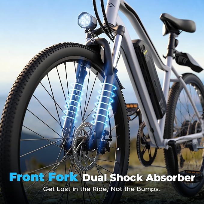 Electric Bike - 750W Peak Motor Electric Bicycle, 20MPH, 60 Miles, Removable Battery, Shock Absorber, 5 Speed E Bike, 26” Tire Commuter Electric Bicycle for Adults