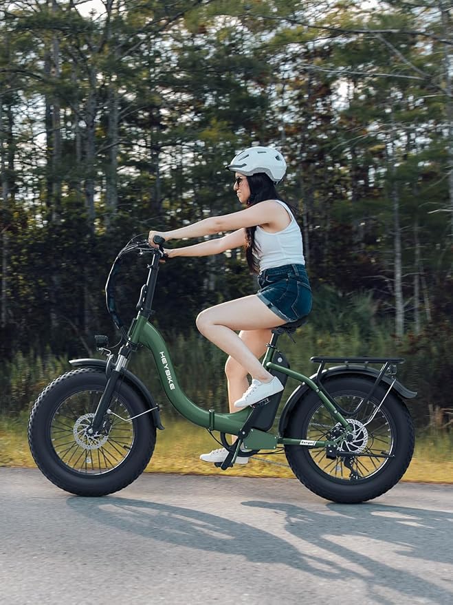 Heybike Ranger 2.0 Foldable Electric Bike for Adults, 20"×4 Fat Tire Ebike with 1400W Peak Motor, 28 MPH Max Speed, 600Wh Removable Battery, Up to 65 Miles Range, Front Suspension Step-Thru E Bike
