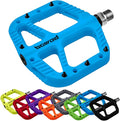 MTB Pedals Flat Mountain Bike Pedals Adult, Light and Wide Nylon Composite Bicycle Platform Pedal w Grippy Pins, 9/16" Cr-Mo Spindle 2 Bearings, Clipless Pedals for BMX Gravel Road E.Bike 9/16"