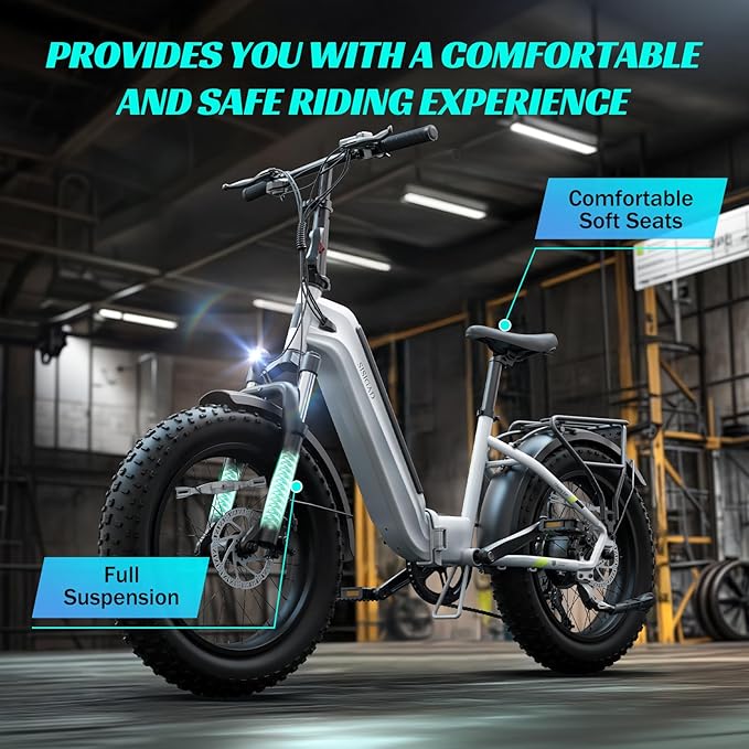 SISIGAD Folding Electric Bike for Adults, 1500W Peak Motor Ebike with 48V 15Ah Removable Battery, Max Range 60 Miles 28 MPH Commuter Foldable Ebike, 20" Fat Tire All Terrain E Bike