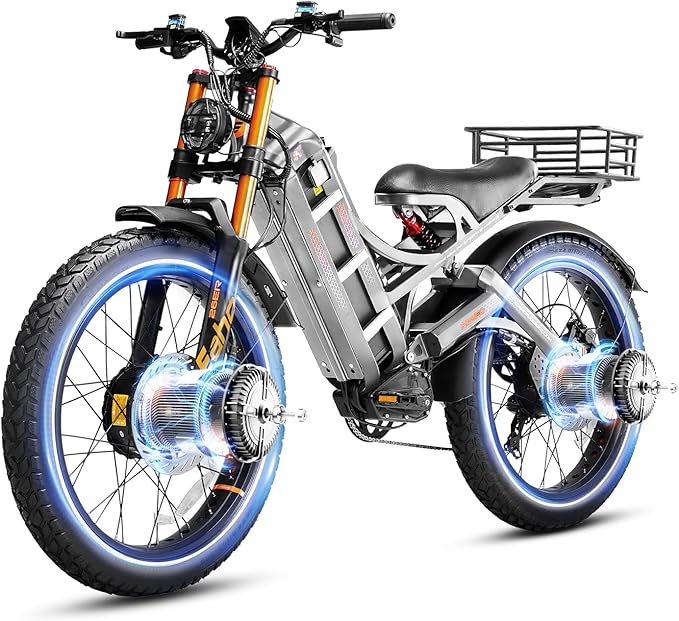 (2025 Version) Eahora Romeo Pro 2 4000W Dual Motor Ebike,46MPH 52V 70AH Battery 200Miles Long Range Ebike,Full Suspension 26'' Fat Tire Electric Bike for Adults with APP Control