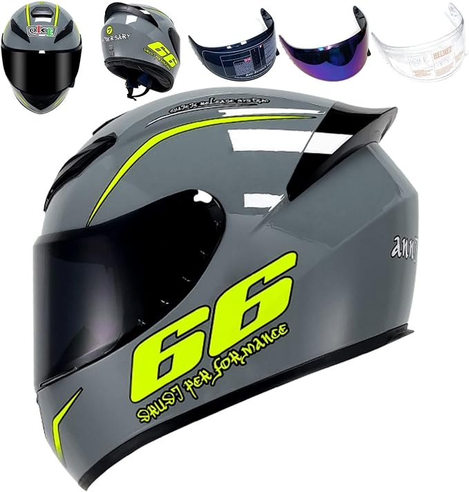 Full Face Motorcycle Helmet Racing Motocross Helmets with Pinlock Compatible Clear&Tinted Visors DOT Model Approved Street Bike Helmet
