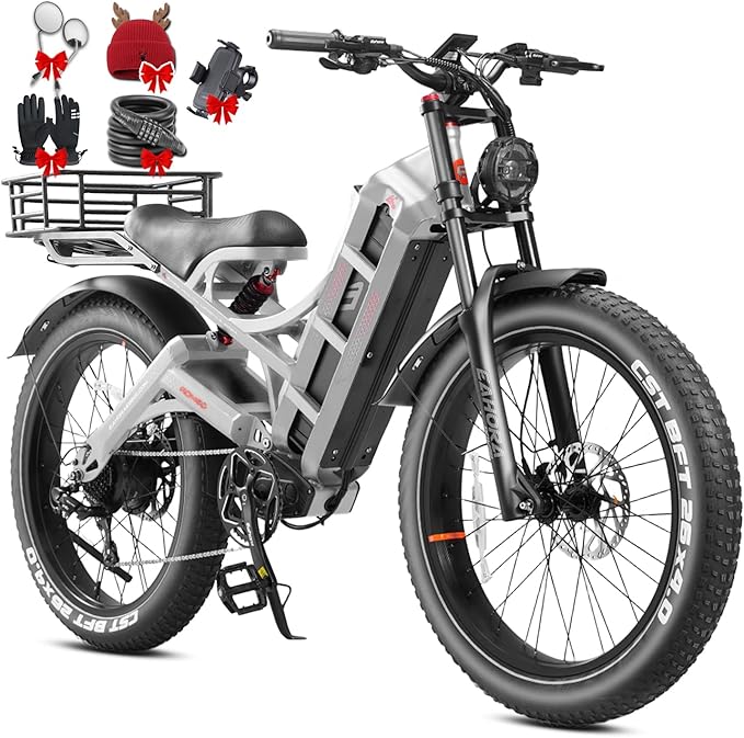 eAhora Romeo Pro 3 Electric Bike - [2026 Latest] 50MPH 5600W Dual Motor 60V 80AH 250Miles Long Range Ebike for Adults, 26" * 4.0 Fat Tire Fast Electric Mountain Bike Full Suspension Off-Road E-Bike