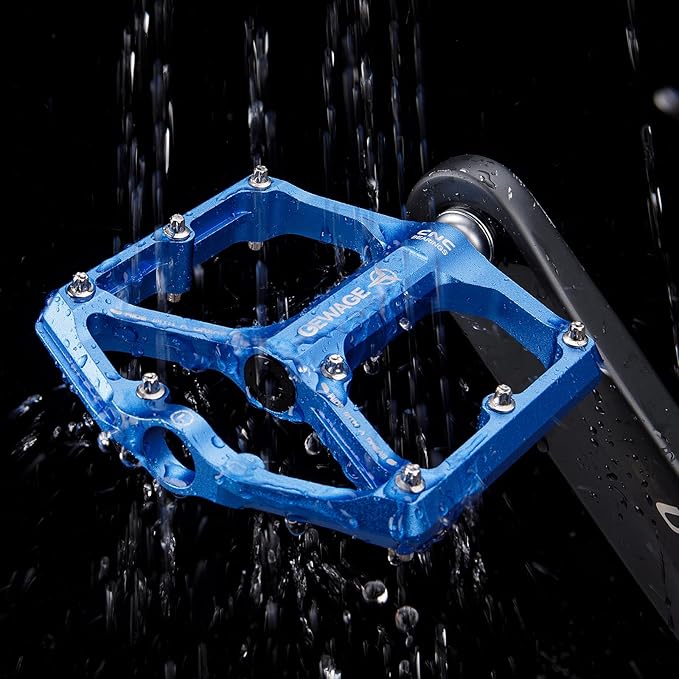 Road/Mountain Bike Pedals - 3 Bearings Bicycle Pedals - 9/16” CNC Machined Flat Pedals with Removable Anti-Skid Nails