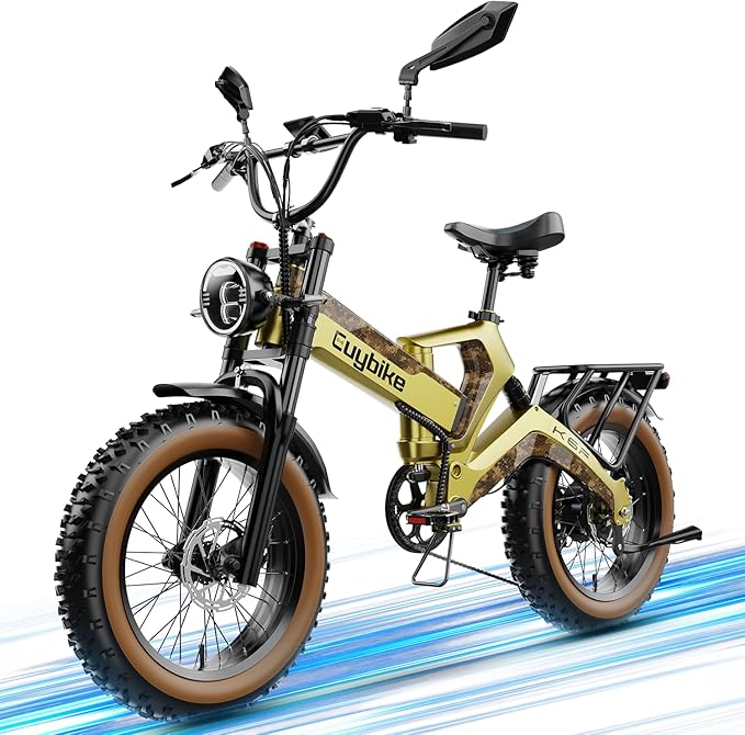 2000W/3000W Peak Motor Electric Bike for Adults, 48V/52V 25AH/30AH Battery Full Suspension Foldable Ebike, 20"x4.0" Fat Tires 35MPH Dirt Bike, 100/120 Miles Hydraulic Brake Magnesium Alloy Motorcycle